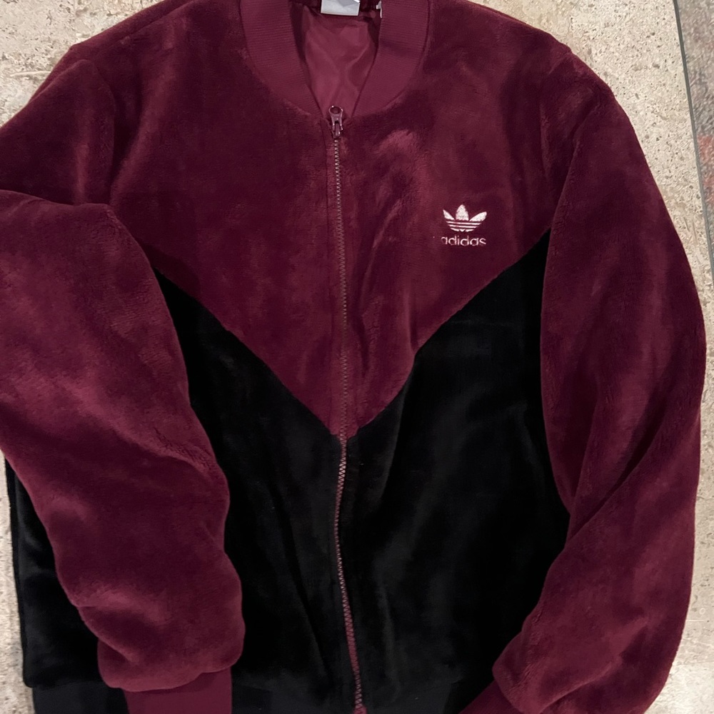 NWOT adidas fur chevron bomber jacket